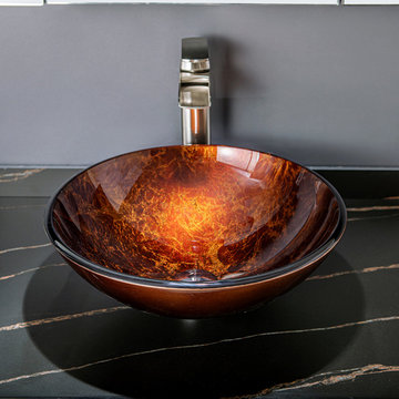 Reddish Brown Glass Circular Vessel Bathroom Sink