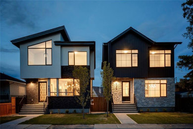 Inspiration for a modern home design remodel in Calgary