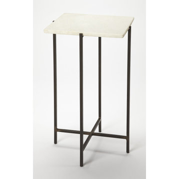 Nigella Square Marble and Metal Side Table, Multi-Color