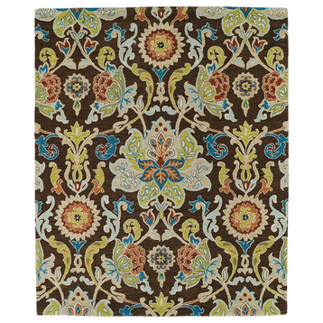 Kaleen Hand-Tufted Taj Chocolate Wool Rug, 7'6"x9'