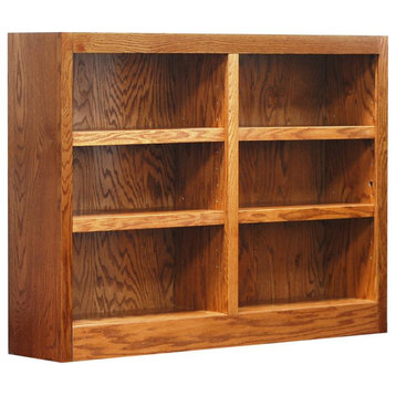 Bowery Hill 36" Tall 6-Shelf Double Wide Wood Bookcase in Dry Oak