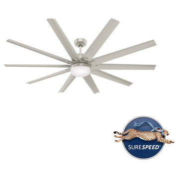 Hunter 72" Overton Matte Nickel Damp Rated Ceiling Fan With LED Light