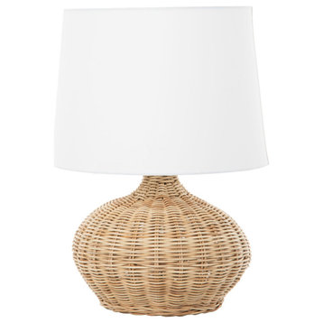 Modern Wicker Table Lamp With White Shade
