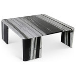 Meridian Furniture - Livorno Marble Coffee Table, Panda, Marble - Grab the Scrabble board and some buddies for family game night gathered around this Livorno black and white panda marble coffee table. Handsome from top to bottom, this table is meticulously crafted by hand using premium genuine marble in black and white shades, giving it a luxe look and refined vibe. Because it's made from marble, this handsome art deco coffee table is unique; no two tables are just alike. Its large top makes it just as functional as it is beautiful.