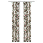 Ellis Curtain - Madison Floral Tailored Panel Pair, Brick, 56"x84" - Make a colorful, stylish statement in any room with this rich and beautiful floral. The tailored panel pair is constructed using 50-percent polyester/50-percent cotton duck fabric that creates a smooth draping effect, soft texture and easy maintenance. Each curtain panel is constructed with a 2-inch header and 3-inch rod pocket. Two tiebacks are included for a different look.  For wider windows simply add multiply panels together. Easy care machine washable.