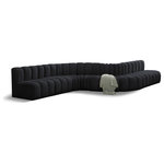 Meridian Furniture - Arc Velvet Upholstered 8-Pc. S-Shaped Modular Sectional, Black - Give your living room or den the perfect blend of style and versatility with this Arc velvet fabric curved modular Sectional. Part of the Arc modular furniture collection, this Sectional comes upholstered in rich black velvet fabric and features deep channel tufting that adds a touch of luxury while enhancing comfort and support. A seamless combination of form and function, this chair can be used with other Arc pieces to create a myriad of configurations in your well-curated room.