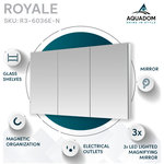 AQUADOM - Royale Medicine Cabinet with Electrical Outlets, LED Magnifying Mirror 60"x36" - AQUADOM Royale Triple Door Medicine Cabinet