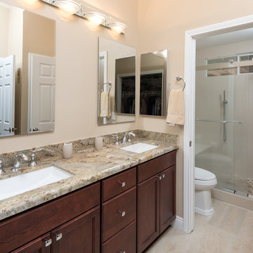 Transitional Master Bathroom Remodel with Toilet Room