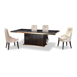 AandX Talin Modern Black Crocodile and Rosegold Dining Table - Dining Tables