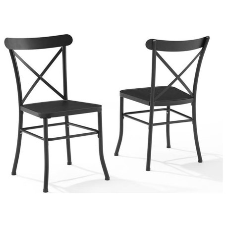 Astrid 2Pc Indoor/Outdoor Metal Dining Chair Set Matte Black - 2 Chairs