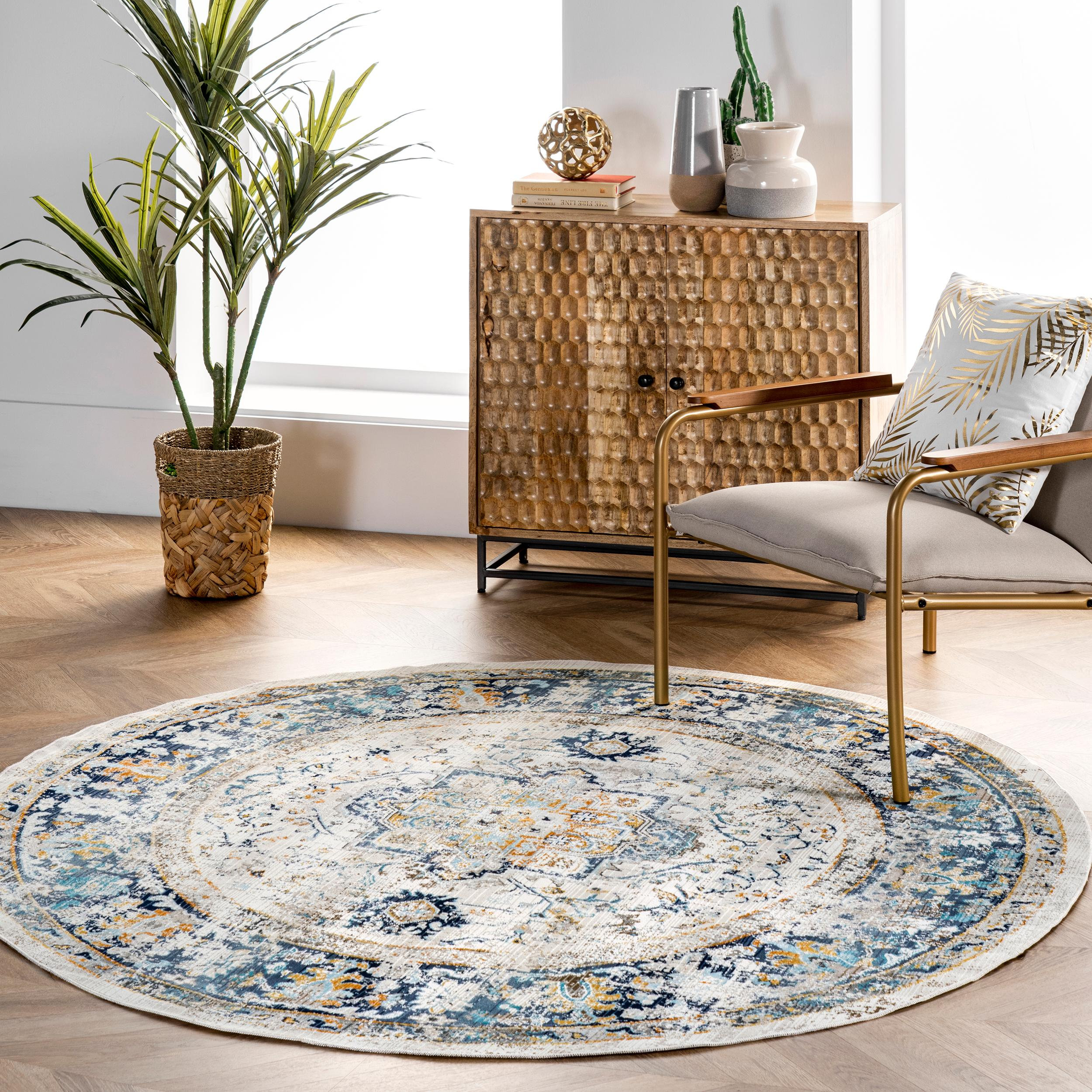 nuLOOM Ainsley Fading Token Traditional Vintage Area Rug, 6'Round ...