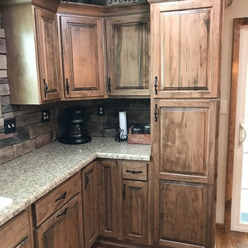 Custom Amish Cabinetry- Rustic Maple Honey Manor with Gray Glaze