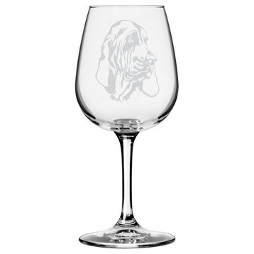 Bloodhound Dog Themed Etched All Purpose 12.75oz. Libbey Wine Glass