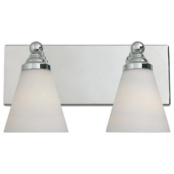 Chrome Contemporary Two Light 200W Bathroom Wall Fixture Hudson Collection