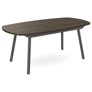 Amisco Gibson Extendable Dining Table, Dark Gray-Brown Birch Veneer/Dark Gray