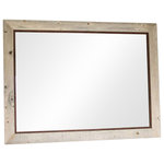 My Barnwood Frames - Rustic Mirror, Park City Style Barnwood With Alder Inset, 32"x38" - This beautifully-crafted rustic wood mirror features a natural barnwood border with a stained alderwood inset. Handmade in the USA, and available in several sizes, including custom sizes, this rustic mirror will highlight any rustic or casual decor. This mirror is great over the mantel or across from windows to enhance the light in a room. Don't have a mantelpiece? Try hanging this frame over your favorite leather couch as a point of interest in the room. You'll love the alder inset as it adds more depth to the mirror and increases its appeal.  D-ring hanging hardware is included with each mirror allowing you to decide whether to hang it horizontally or vertically. Mirror sizes are listed according to exterior dimensions. Frame width is 3.5 inches, depth is .75 inch. Natural alder wood inset. Handcrafted in USA