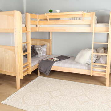 Natural Quad Bunk Bed with Straight Ladder
