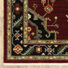 Lizbeth Persian Medallion Red/Black Wool Blend Fringed Area Rug, 6'7"X9'6"