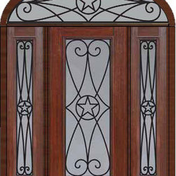 Prehung Sidelights-Transom Door 80 Fiberglass Austin Texas Star - Front Doors