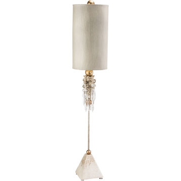 Madison Table Lamp - Pyramid Base with Putty Finish, Gold Leaf Accents, Crystal