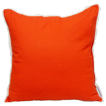 Parkland Collection Transitional Solid Orange Square 20" x 20" Pillow