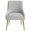 Beatrix Pleated Light Grey Velvet Side Chair - Light Grey