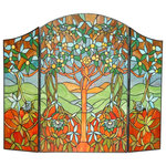 CHLOE Lighting - Eden 3-Piece Folding Fireplace Screen - EDEN, a "Tree of Life" fireplace screen, with an intricate design tree is handcrafted with quality materials in real stained glass. Framed in metal with a vintage bronze patina?this hinged 3-piece screen is a masterpiece for any fireplace.