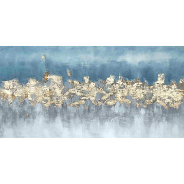 Misty Gold Leaf Horizon - Abstract Canvas Art