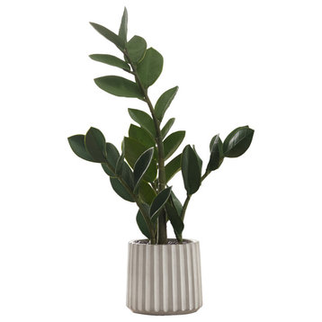 Artificial Plant, 20" Tall, Zz, Indoor, Table, Greenery, Potted, Green Leaves