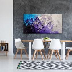Preethi Arts - "Diamond Ore" Original Large Modern Painting white, light gray, blue, purple - Paintings