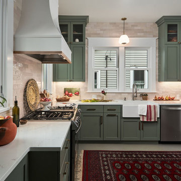 Green Transitional Kitchen