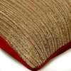 Gold Throw Pillow Cover, Abstract Stripe 18"x18" Silk, Toasted Coral Gold