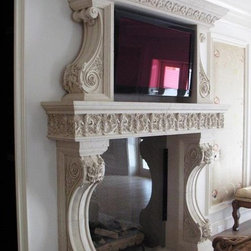 Aged Stone fireplaces - Indoor Fireplaces