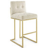 Privy Gold Stainless Steel Performance Velvet Bar Stool Set of2 EEI-4157-GLD-BEI