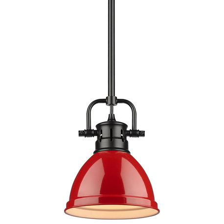 Golden Duncan Mini Pendant with Rod 3604-M1L BLK-RD, Matte Black