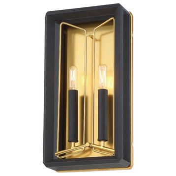 Metropolitan Sable Point 2-Light Wall Sconce in Sand Black with Honey Gold Acc