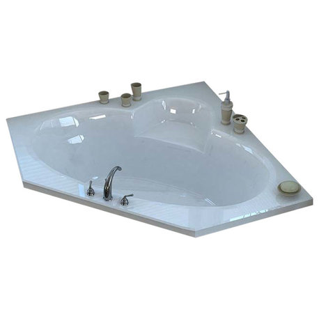 Venzi Ambra 60 x 60 Corner Soaking Bathtub with Center Drain By Atlantis