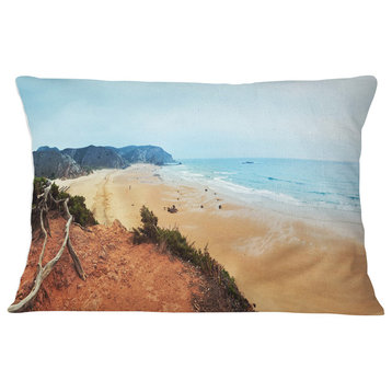 Tranquil Coastline with Waves Oversized Beach Throw Pillow, 12"x20"