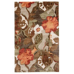 Jaipur Living - Jaipur Living Petal Pusher Handmade Floral Light Gray/Multicolor Area Rug, 9'6"x - This hand-tufted area rug delivers artistic charm with rich and moody hues. Watercolor blooms in green, brown, orange, and red create a large-scale design on the light gray backdrop, while the wool and viscose blend lends a sumptuous feel underfoot.