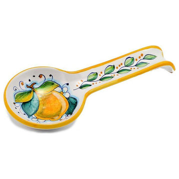 Spoon Rest Flatware Deruta Majolica Lemon Yellow Ceramic Hand-Painted
