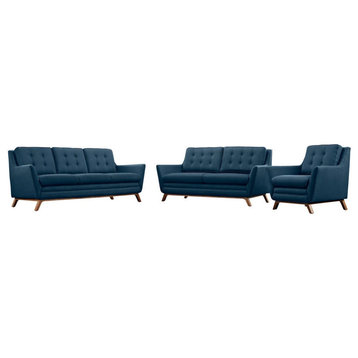 Gillian Azure Living Room Set Upholstered Fabric 3-Piece Set