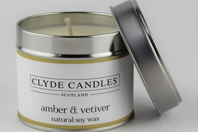 Amber & Vetiver Scented Candle Tin - Clyde Candles