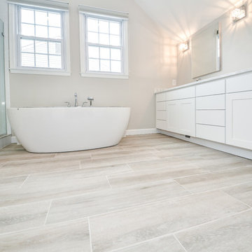 Builder's Grade Master Bath Becomes Bright, White Spa