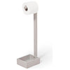 Oak Standing Toilet Paper Holder with Storage | Wireworks Mezza, Oyster White