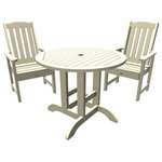Highwood USA - Lehigh 3-Piece Round Dining Set, Whitewash - 100% Made in the USA - backed by US warranty and support