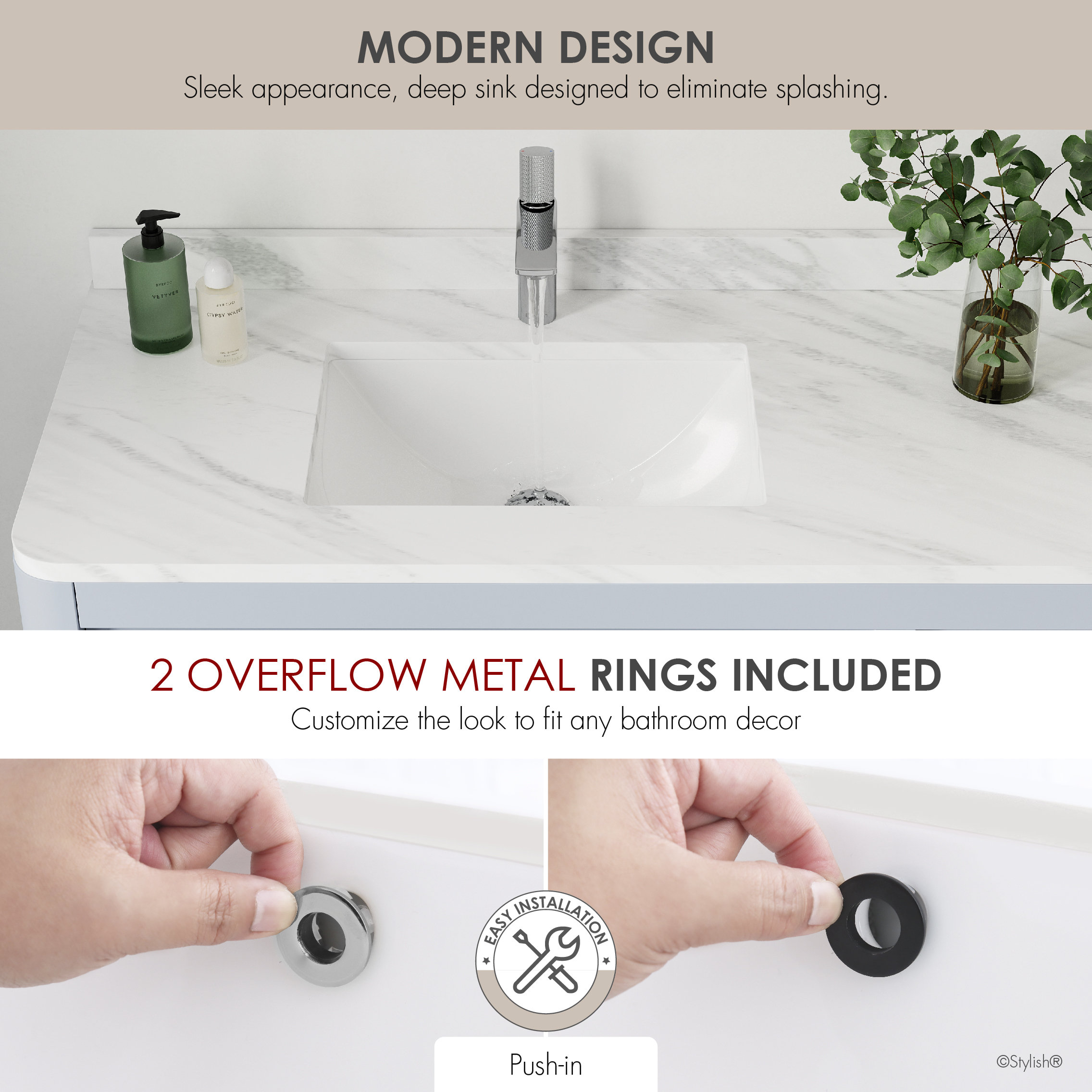 18.25"W x 13"D White Rectangular Undermount Bathroom Sink