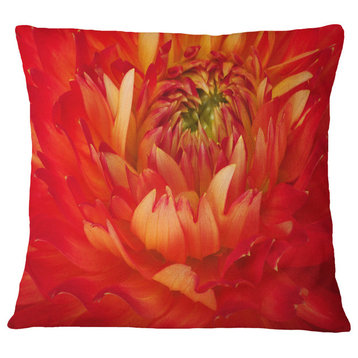 Bright Red Close Up Flower Petals Floral Throw Pillow, 18"x18"