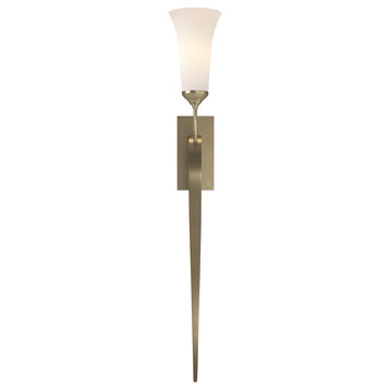 Sweeping Taper Sconce, Soft Gold Finish, Opal Glass
