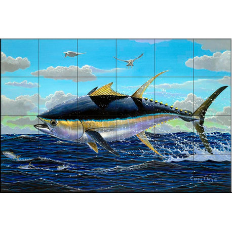 Tile Mural, Yellow Fin Crash by Carey Chen