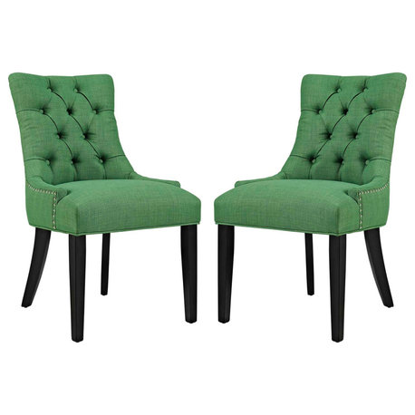 Green Regent Dining Side Chair Fabric Set of 2